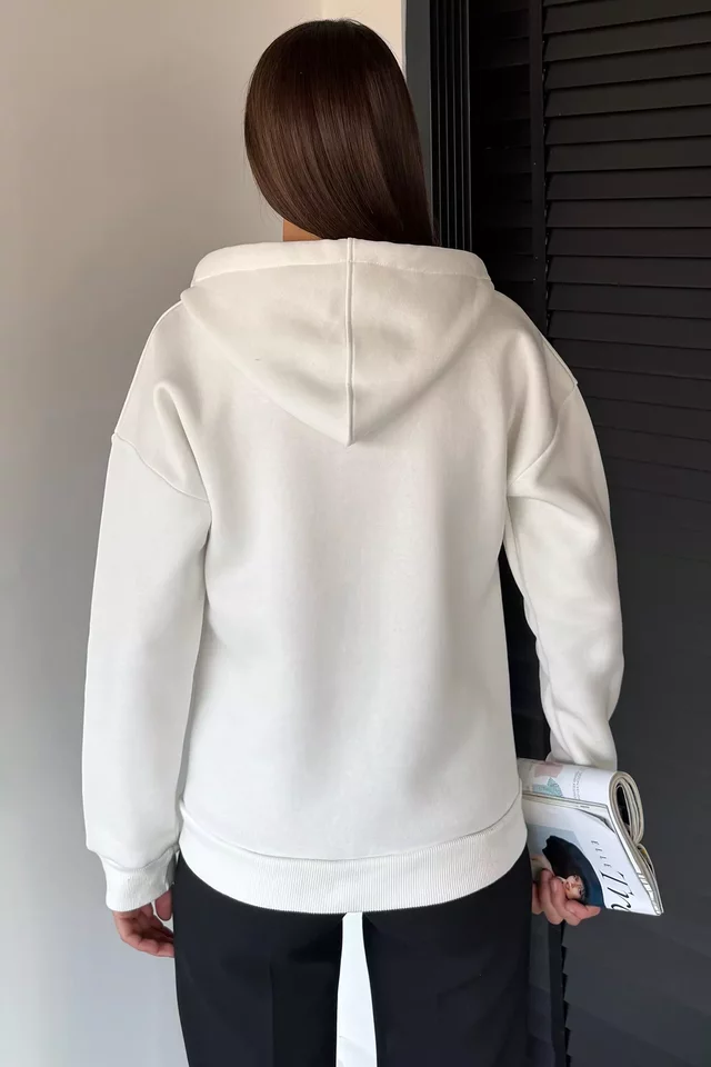 Gülseli Kadın Üç İplik Şardonlu Kapüşonlu Sweatshirt