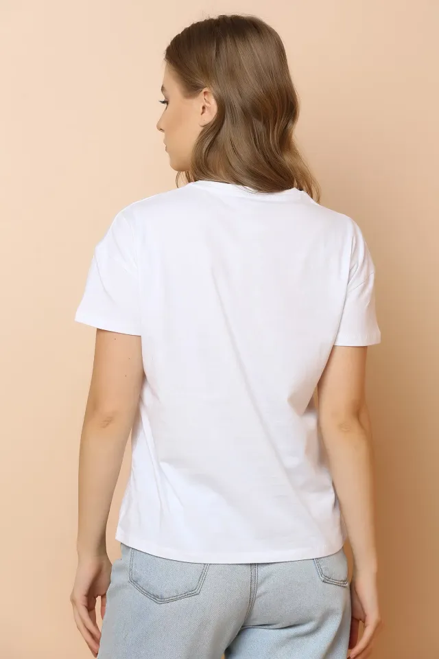 Isıyla Renk Değiştiren Baskılı T-shirt Beyaz