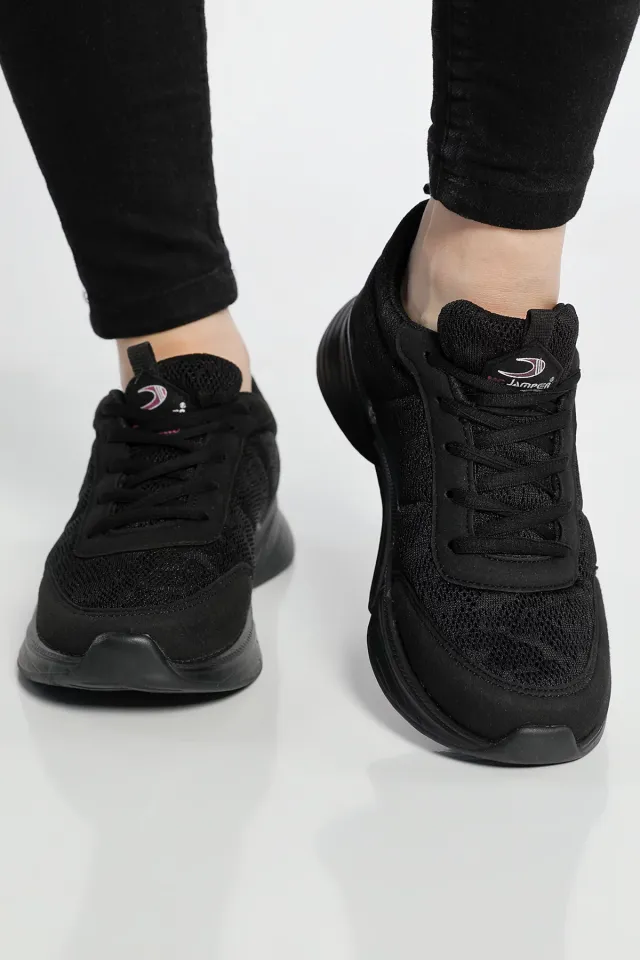Kadın Anaroklu Bağcıklı Spor Ayakkabı Siyah