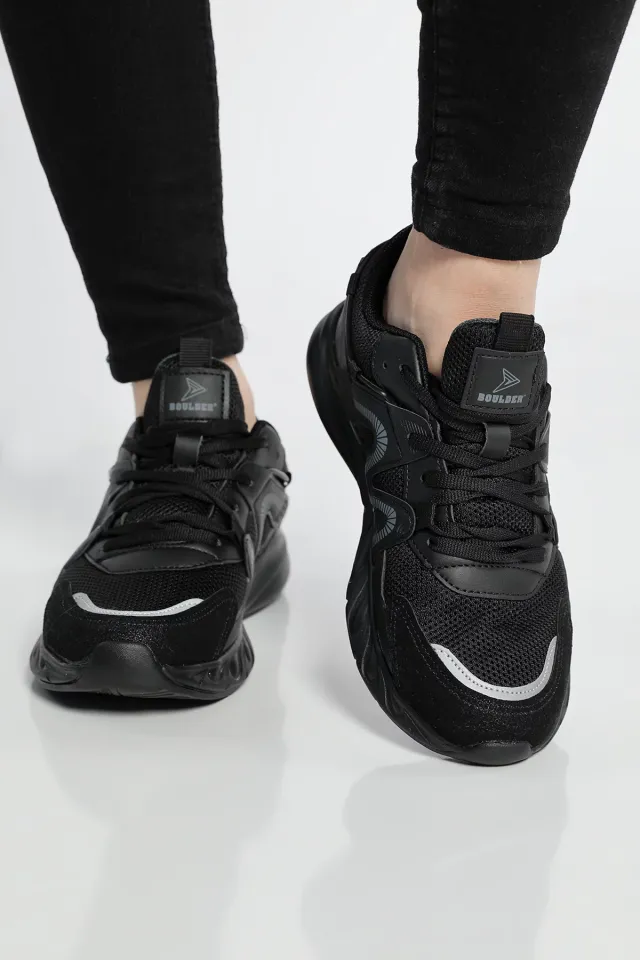 Kadın Bağcıklı Anaroklu Spor Ayakkabı Siyah