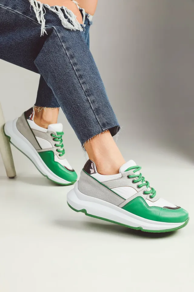 Kadın Bağcıklı Spor Ayakkabı Yeşil
