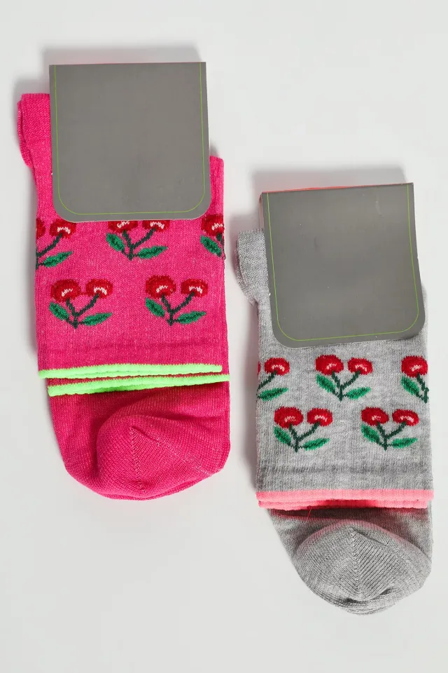 Kadın Baskılı İkili Soket Çorap Grifujya