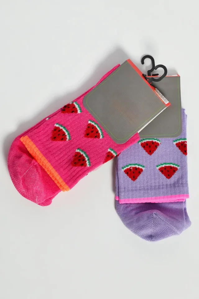 Kadın Baskılı İkili Soket Çorap Morfuşya
