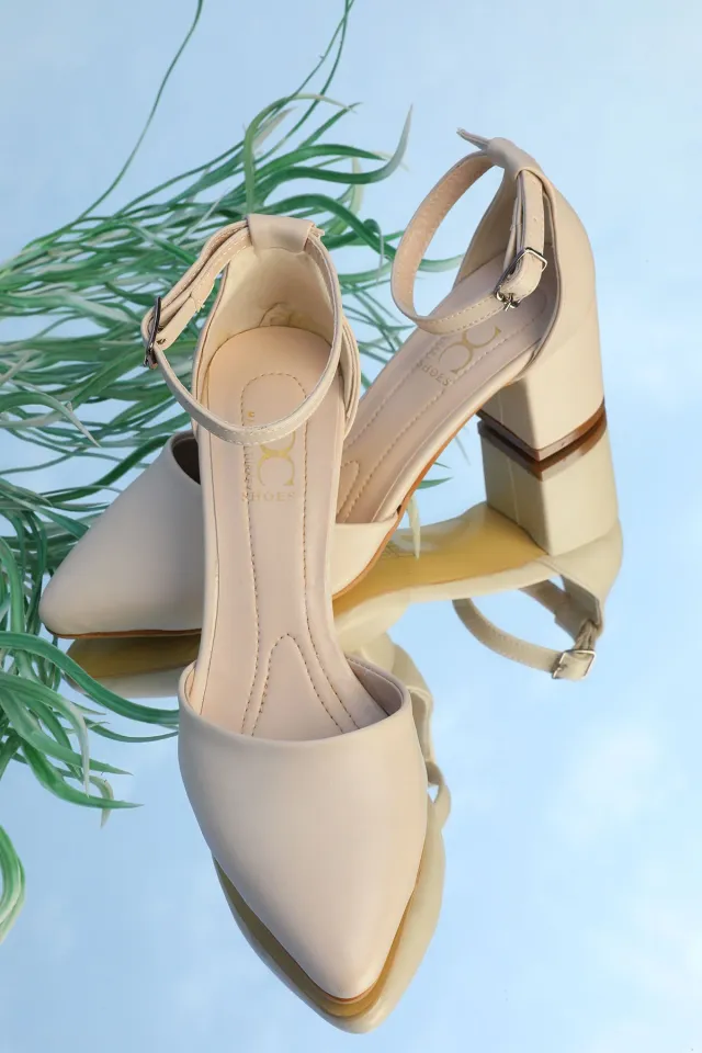 Kadın Bilek Kemerli Topuklu Ayakkabı Taş