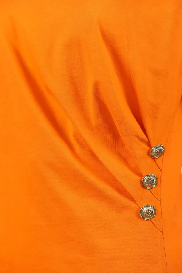 Kadın Bisiklet Yaka Vatkalı Bluz Orange