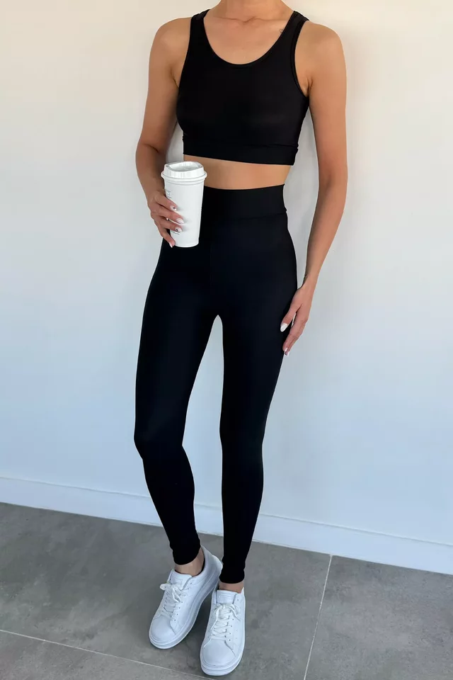 Kadın Dalgıç Kumaş Sporcu Tayt Crop İkili Takım - 2