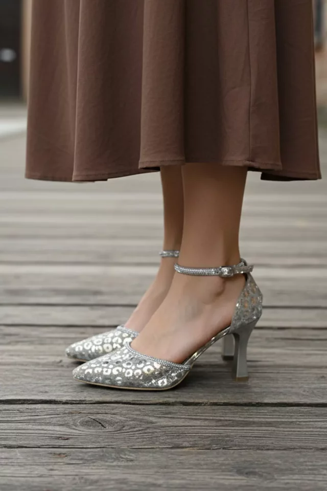 Kadın Desenli Işıltılı Stiletto - 2