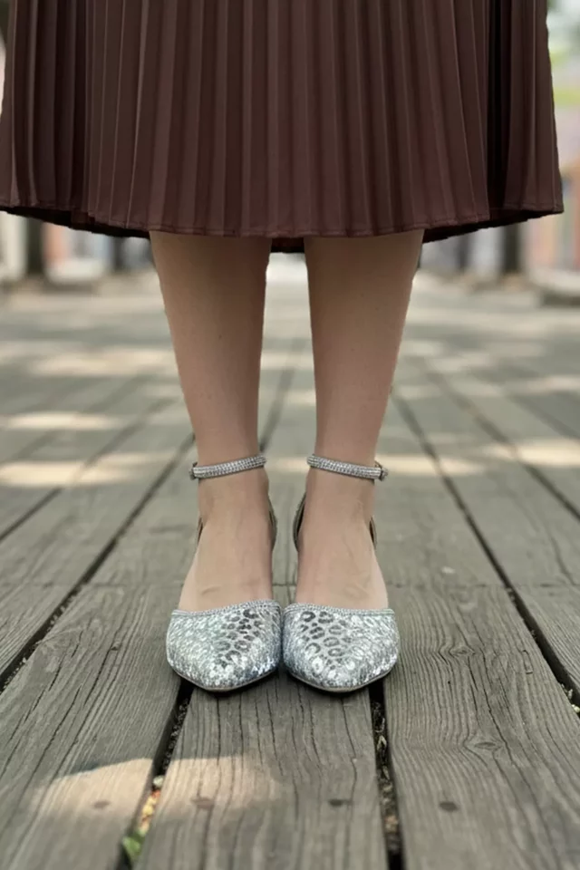 Kadın Desenli Işıltılı Stiletto