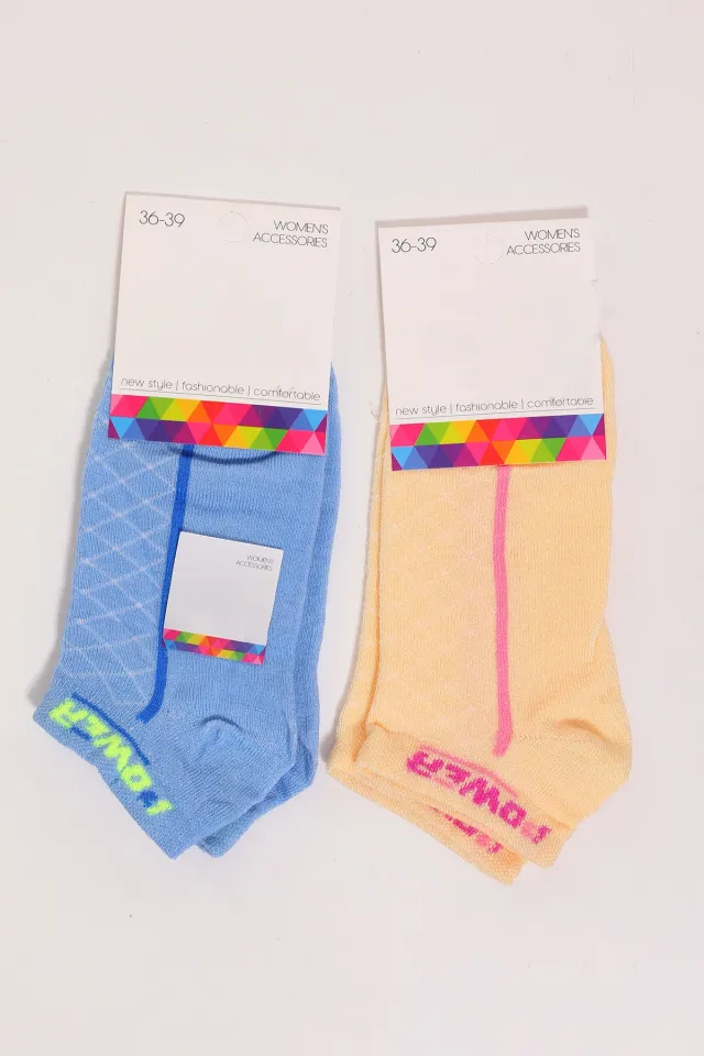 Kadın Desenli İkili Patik Çorap (36-39 Beden Aralığında Uyumludur) Renkli