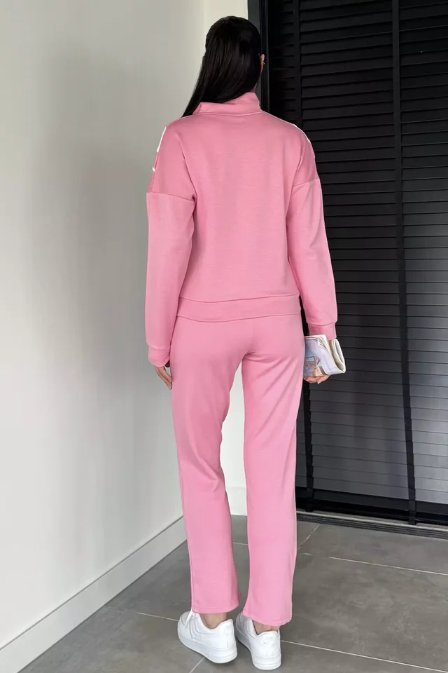 Kadın Dik Yaka Yarım Fermuarlı Sweat Pantolon İkili Takım