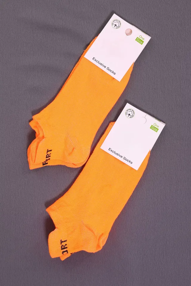 Kadın Düz İkili Patik Çorap (36-40 Beden Aralığında Uyumludur) Neon Orange