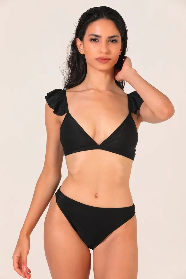 Kadın Fırfırlı Bikini Takım Siyah