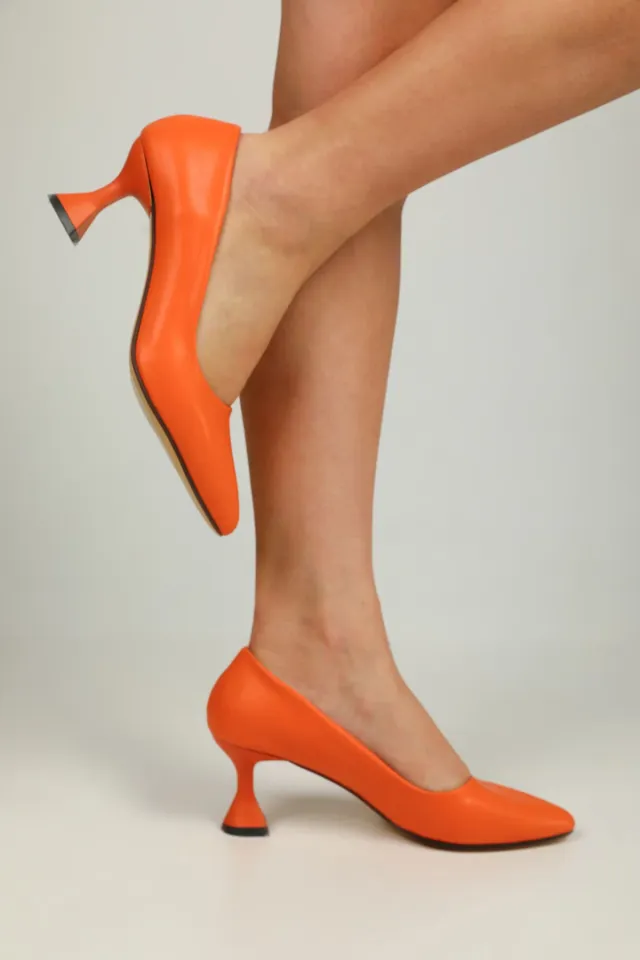 Kadın Kadeh Ökçeli Stiletto Topuklu Ayakkabı Orange
