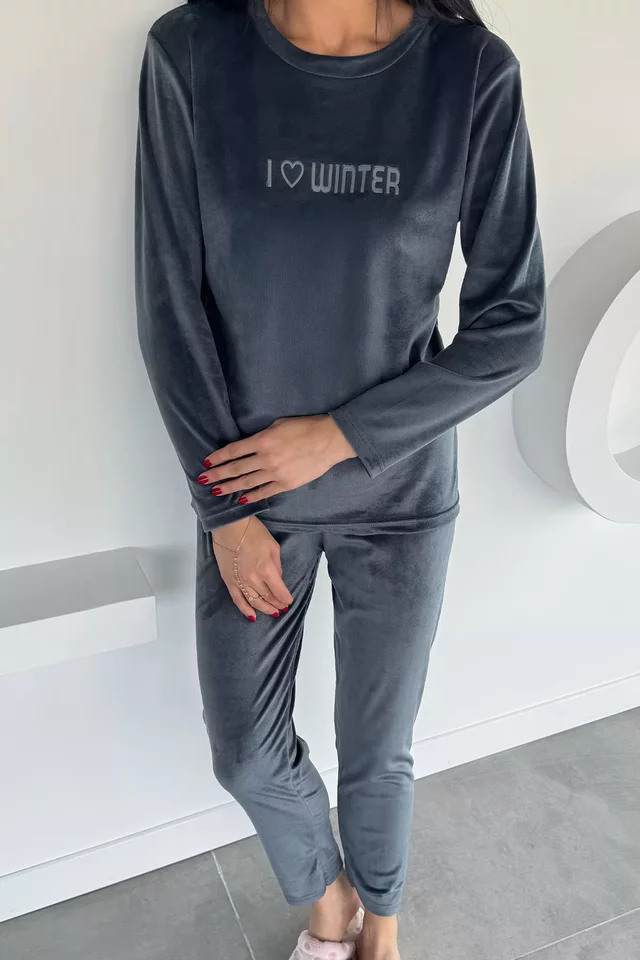 Kadın Kadife Sweat Pantolon İkili Takım - 1