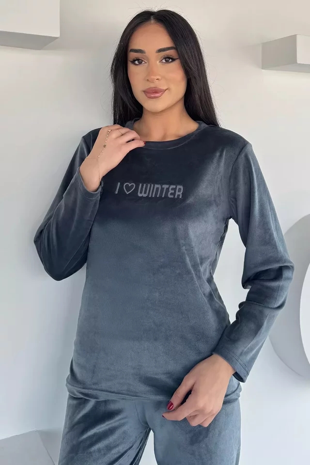 Kadın Kadife Sweat Pantolon İkili Takım - 2