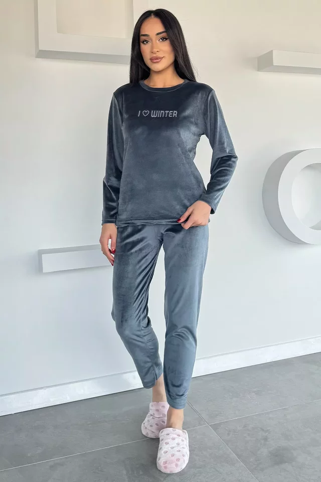 Kadın Kadife Sweat Pantolon İkili Takım