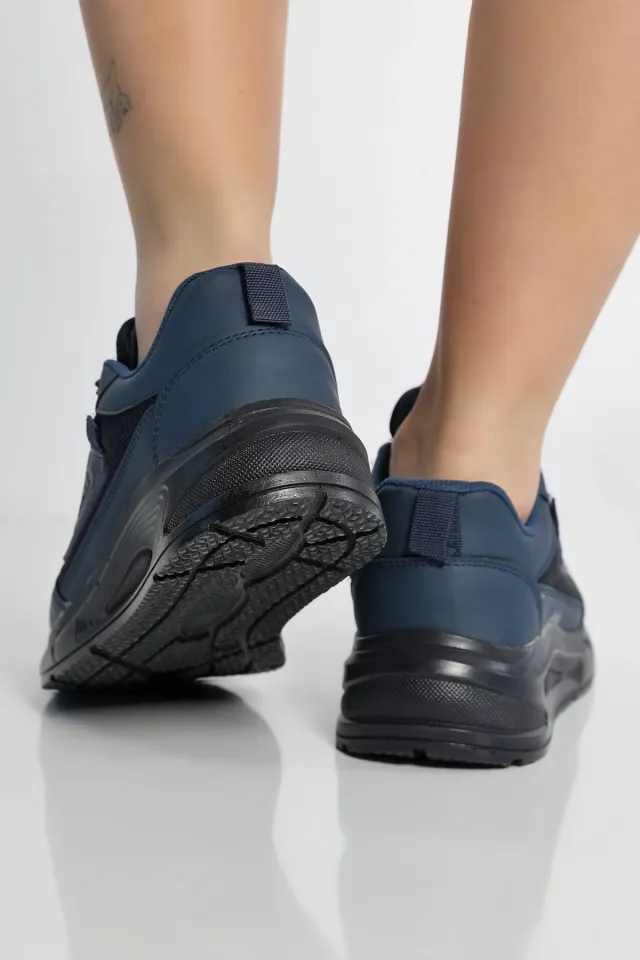 Kadın Kalın Taban Bağcıklı Spor Ayakkabı Lacivert