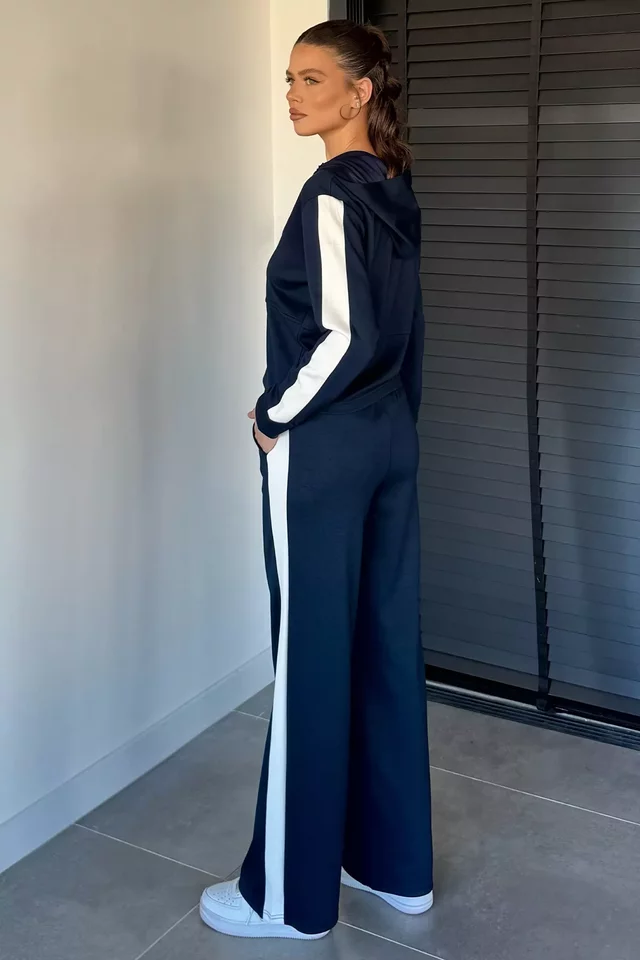 Kadın Kapüşonlu Fermuarlı Sweat Pantolon İkili Takım