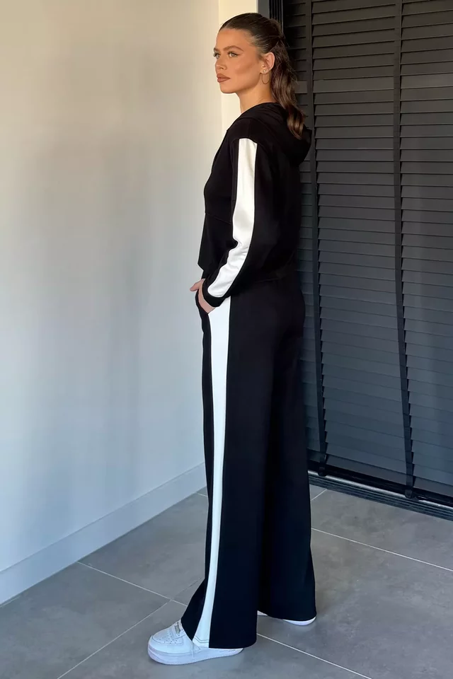 Kadın Kapüşonlu Fermuarlı Sweat Pantolon İkili Takım