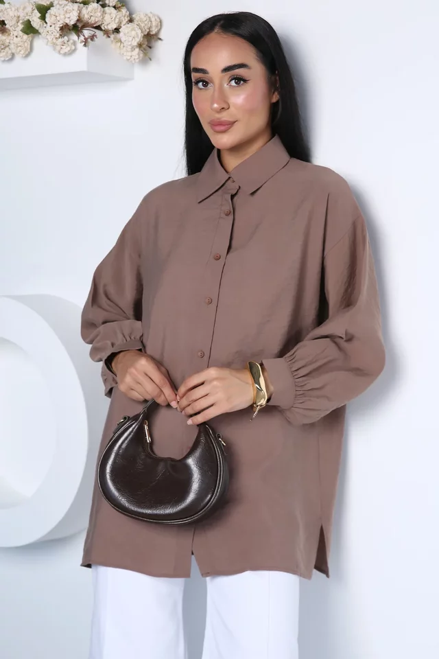 Kadın Oversize Basic Gömlek - 2