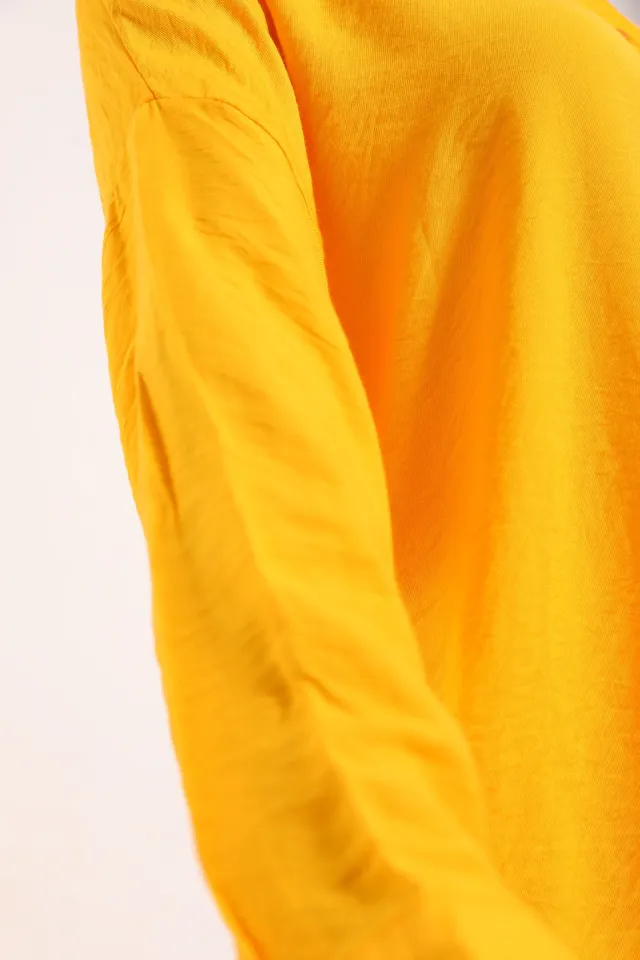 Kadın Pantolon Gömlek Günlük İkili Takım Sarı