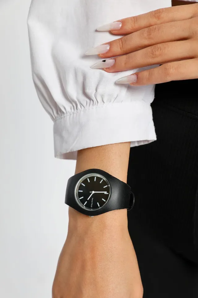 Kadın Silikon Kordonlu Casual Kol Saati Siyah