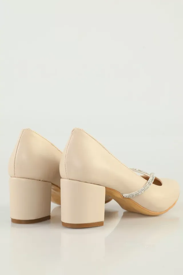 Kadın Taş Detaylı Topuklu Ayakkabı Taş
