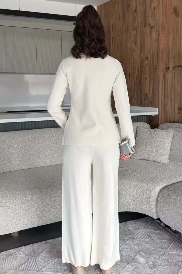 Kadın Taşlı Triko Hırka Pantolon İkili Takım
