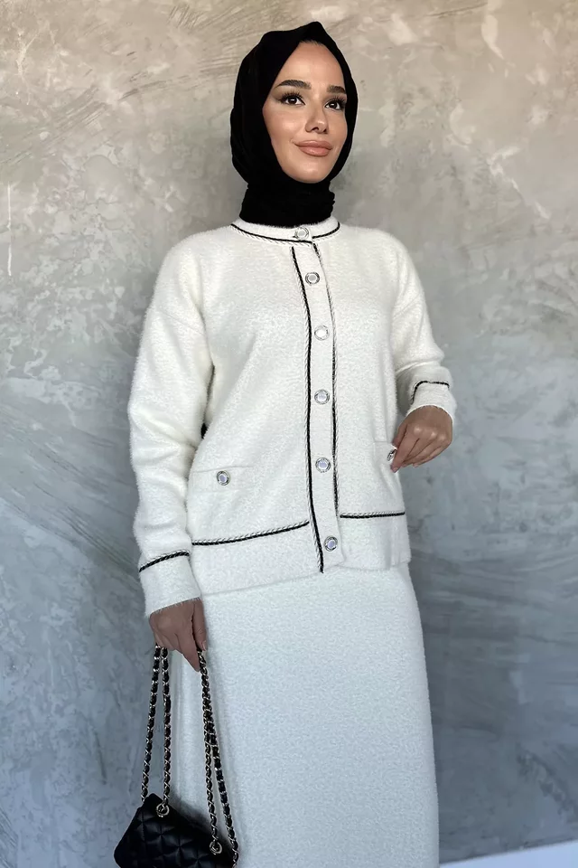 Kadın Triko Etek Hırka Tesettür İkili Takım (s,m,l,xl Uyumludur)