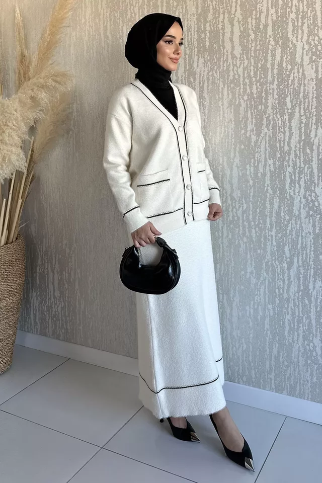 Kadın Triko Etek Hırka Tesettür İkili Takım (s,m,l,xl Uyumludur)