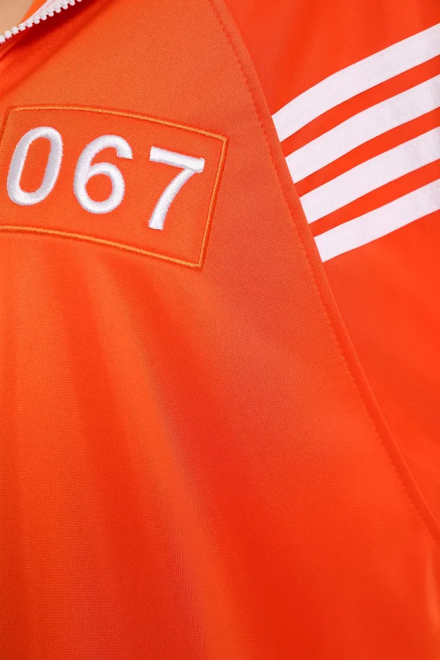 Kadın Yan Şerit Detaylı Bel Lastikli Kapüşonlu Eşofman Takımı Orange