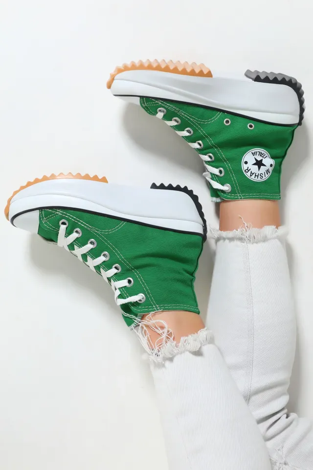 Kadın Yüksek Taban Boğazlı Günlük Spor Ayakkabı Yeşil