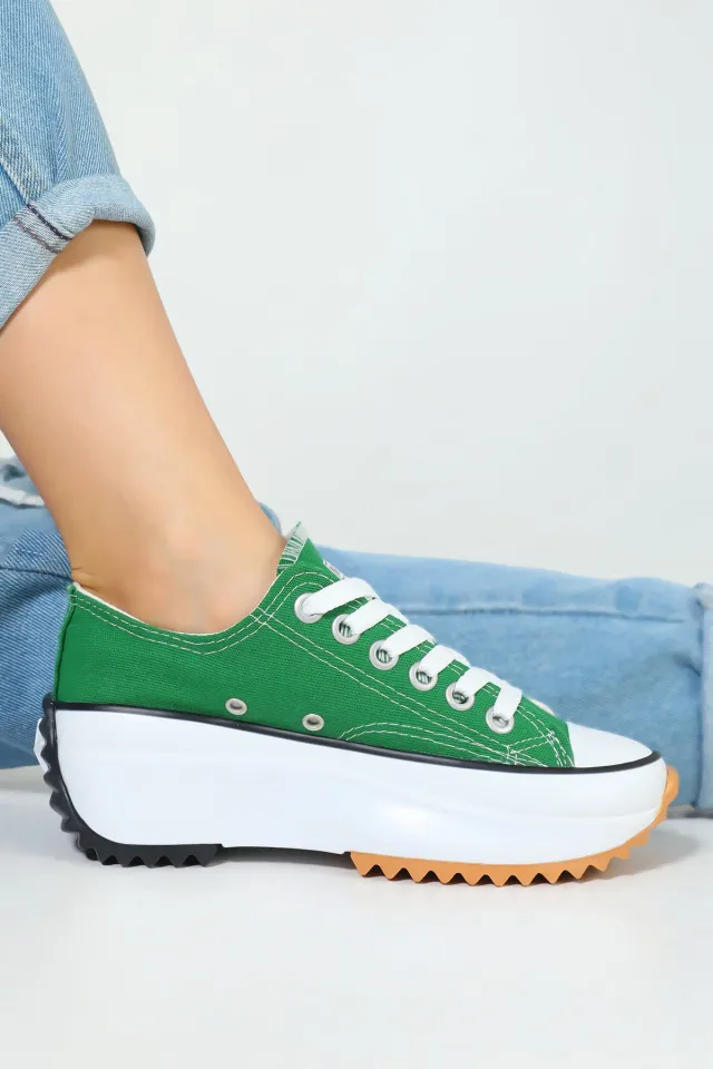 Kadın Yüksek Taban Günlük Spor Ayakkabı Yeşil