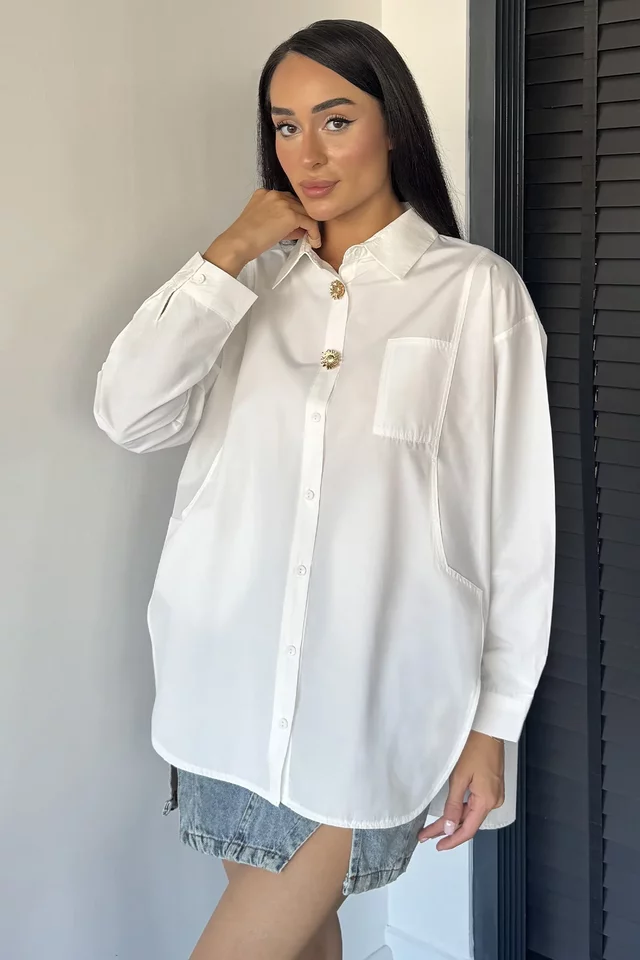 Kadın Zamansız Stil Oversize Gömlek - 2