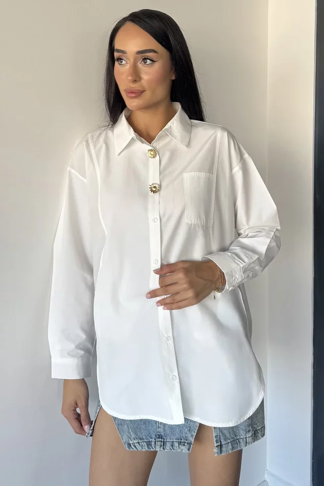 Kadın Zamansız Stil Oversize Gömlek - 1