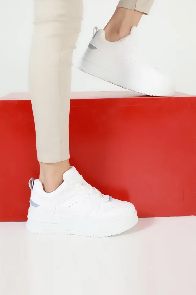 Kadın Yüksek Taban Spor Ayakkabı Beyazmavi