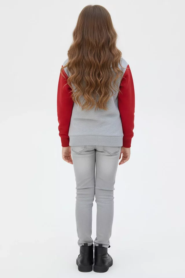 Kapüşonlu Kanguru Cepli Üç İplik Şardonlu Kız Çocuk Sweatshirt - 2