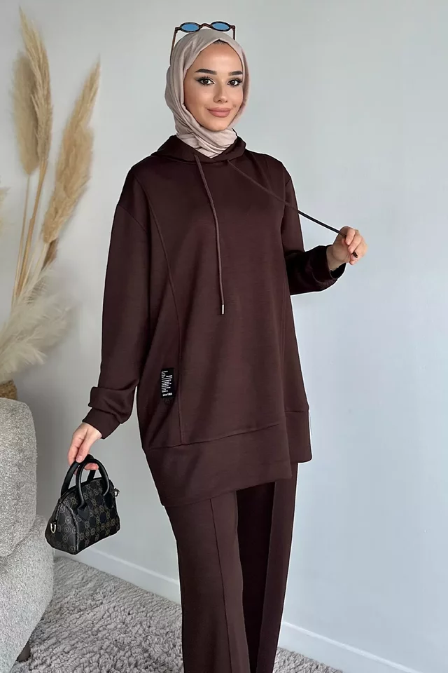 Kapüşonlu Tunik Pantolon Tesettür İkili Takım - 2