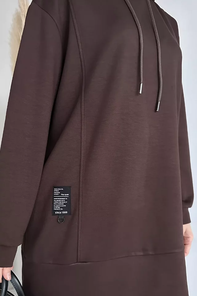 Kapüşonlu Tunik Pantolon Tesettür İkili Takım