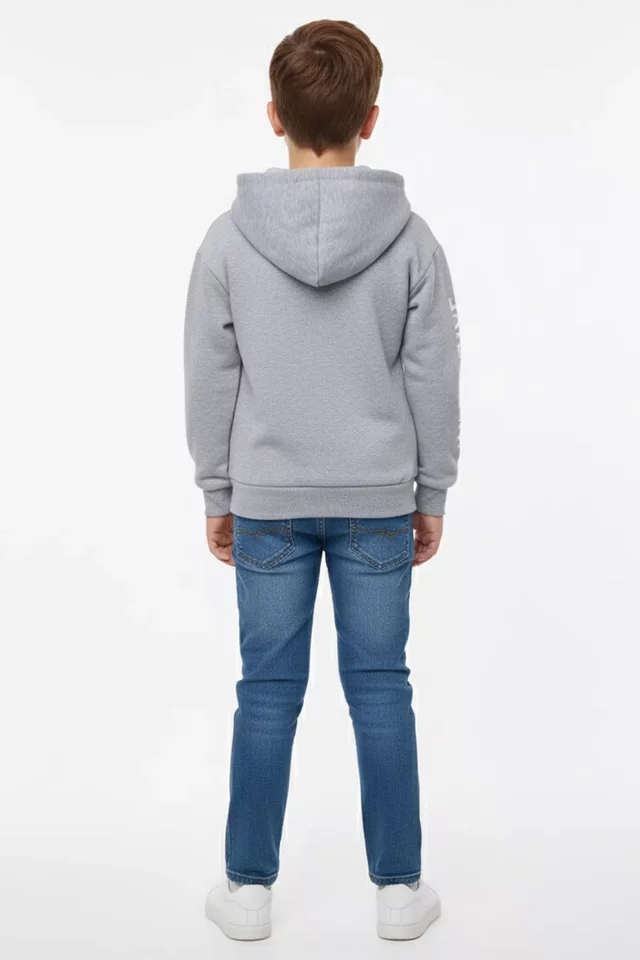 Kapüşonlu Üç İplik Şardonlu Erkek Çocuk Sweatshirt - 2