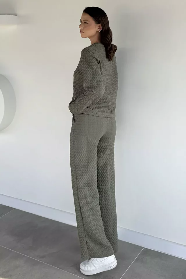 Kendinden Desenli Bluz Pantolon İkili Takım - 2