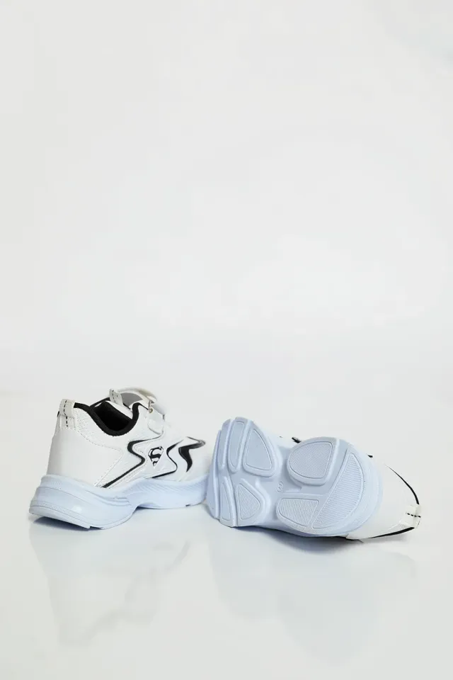 Kız Çocuk Cırtlı Spor Ayakkabı Beyazsiyah