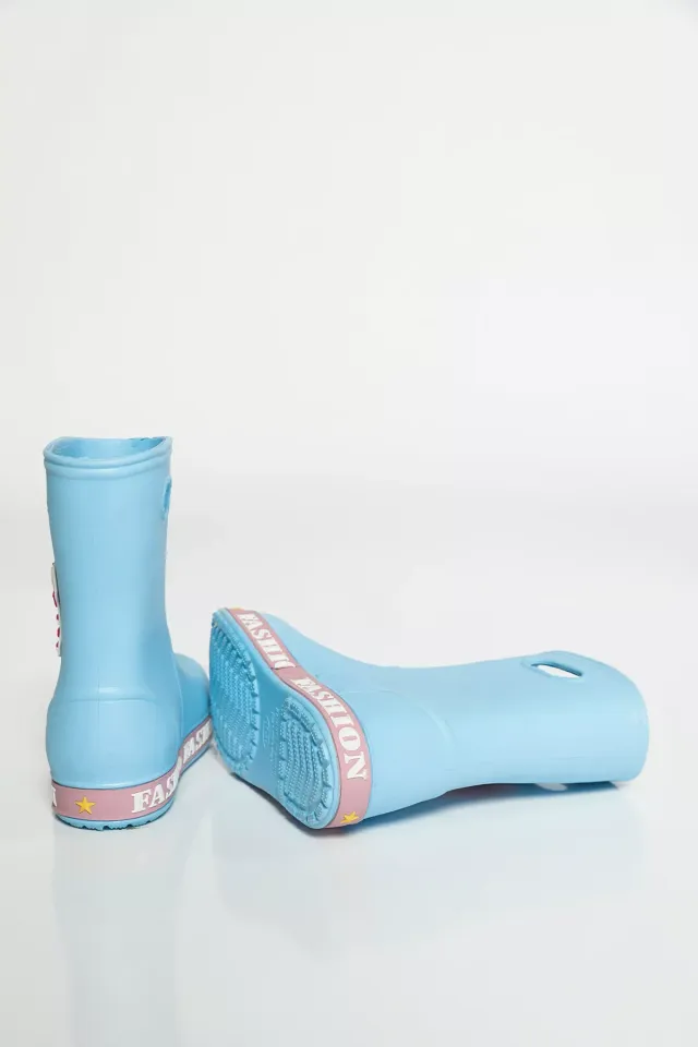 Kız Çocuk Çorap Kombinli Yağmur Çizmesi Mavi