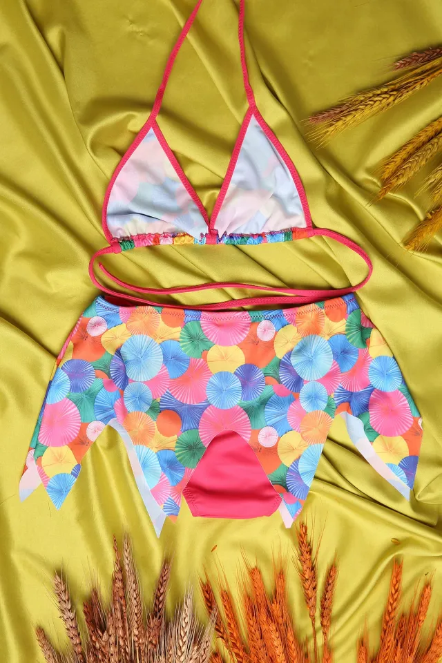 Kız Çocuk Etekli Bikini Takım Fuşya