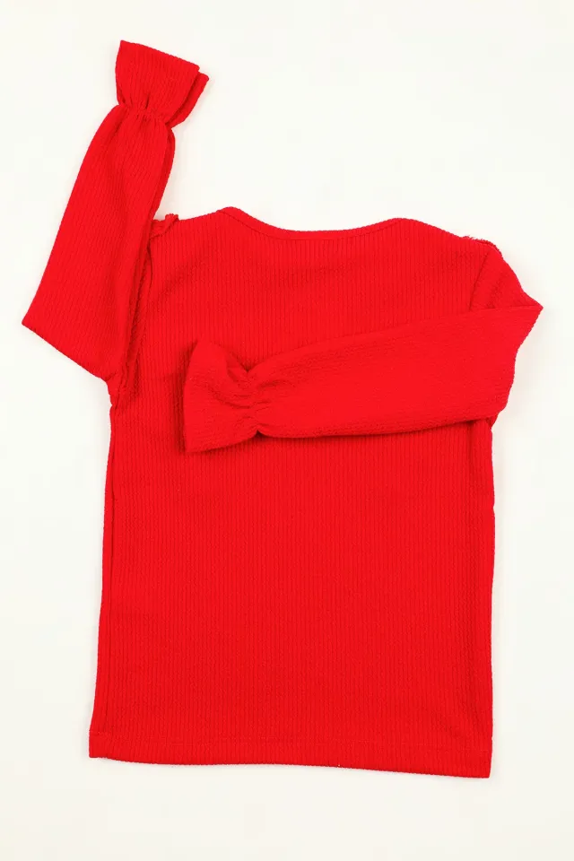 Kız Çocuk Fırfırlı Body Bluz Kırmızı