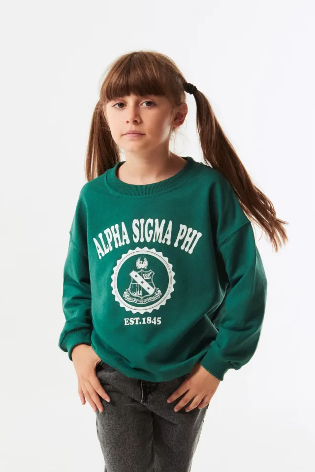 Kız Çocuk Salaş Sweatshirt Yeşil