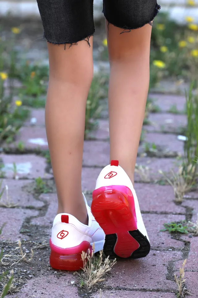 Kız Çocuk Spor Ayakkabı Beyazkırmızı