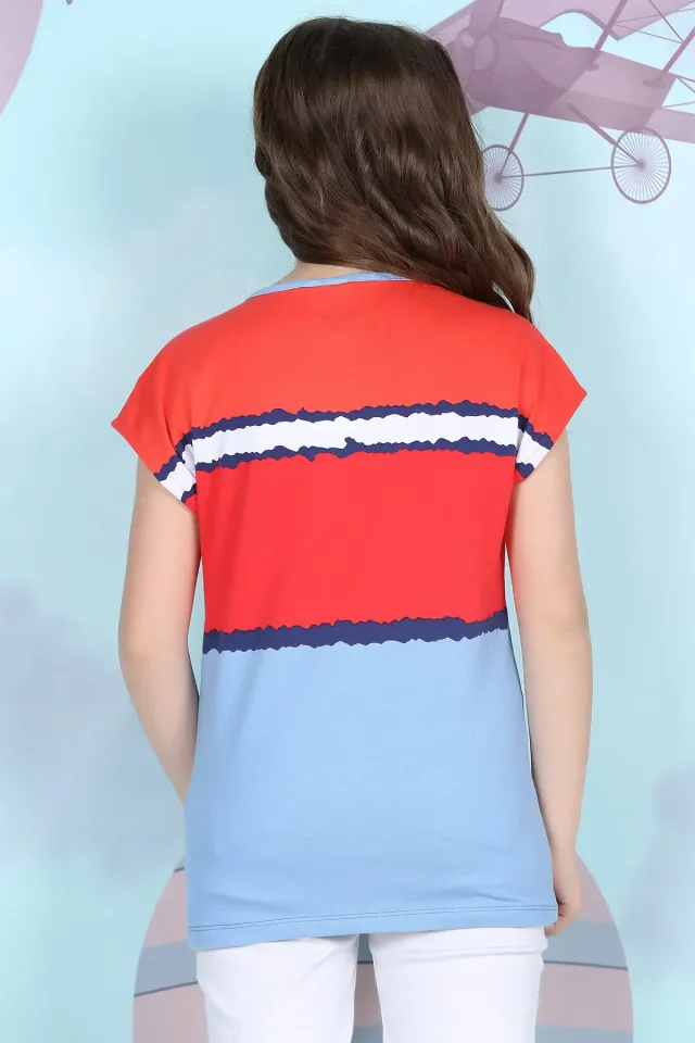 Kız Çocuk Likralı T-shirt Mercan
