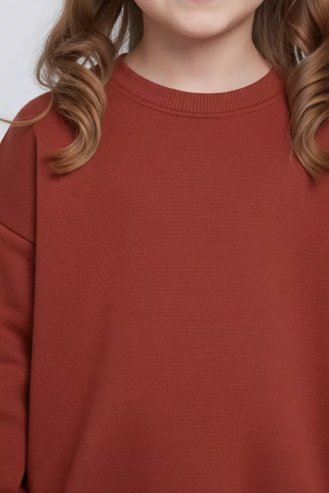Kız Çocuk Üç İplik Şardonlu Arka Baskılı Sweatshirt - 2