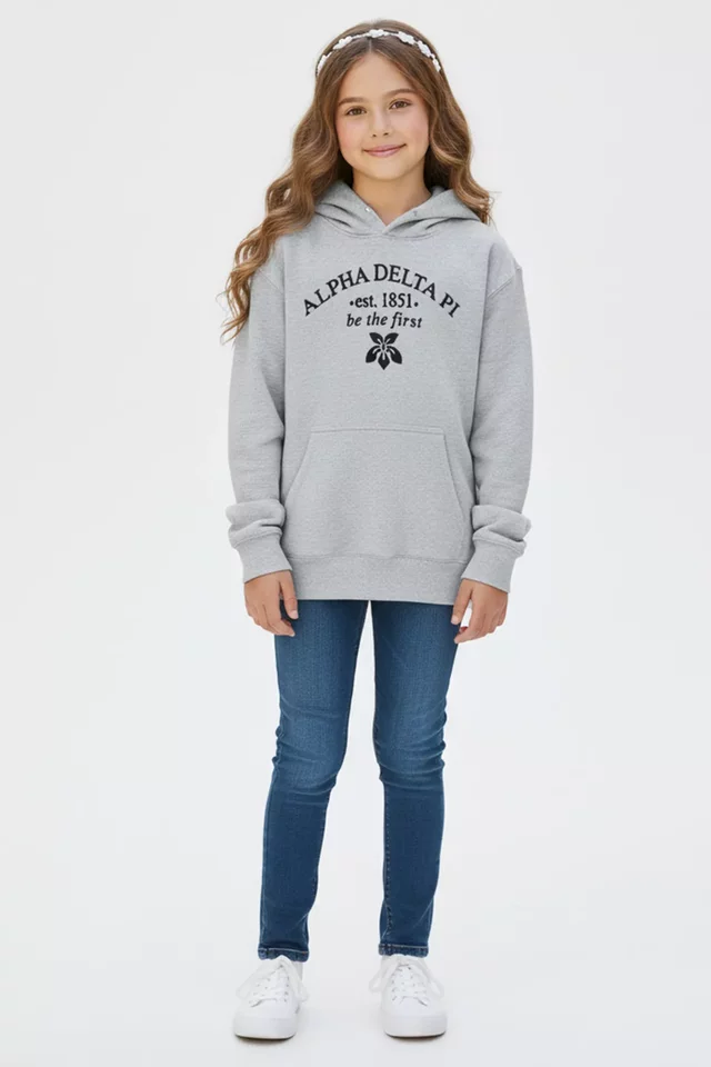Kız Çocuk Üç İplik Şardonlu Kapüşonlu Kanguru Cepli Sweatshirt - 1